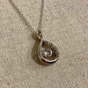 White Sapphire & Sterling Silver Infinity Pendant